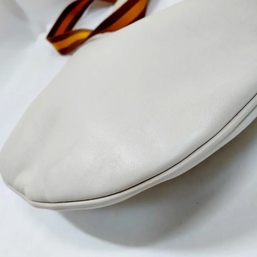 Authentic Gucci White Leather Web Strap Small Hobo Messenger Bag Clutch Ex+ - Picture 6 of 9
